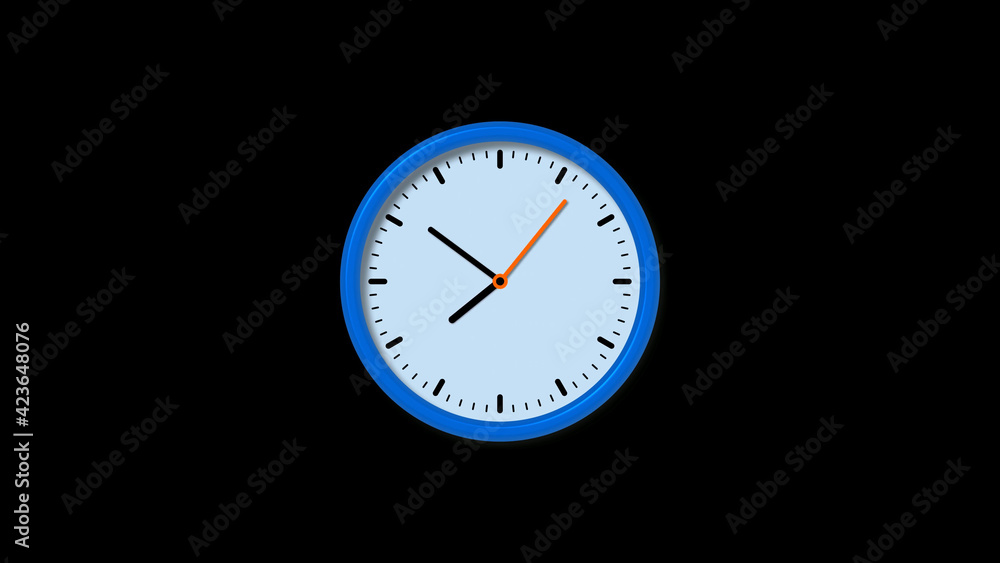 New blue clock isolated on black background, Circle clock isolated New blue clock isolated on black background, Circle clock isolated
