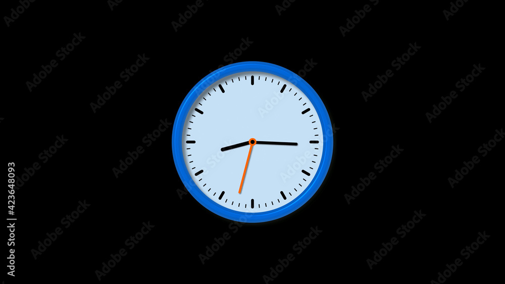 New blue clock isolated on black background, Circle clock isolated New blue clock isolated on black background, Circle clock isolated