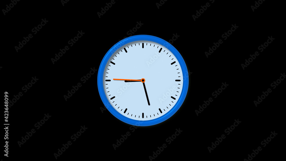 New blue clock isolated on black background, Circle clock isolated New blue clock isolated on black background, Circle clock isolated
