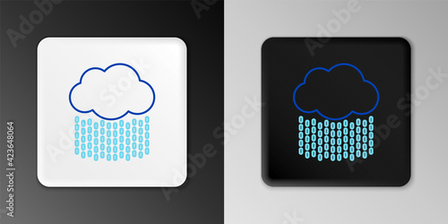 Line Cloud with rain icon isolated on grey background. Rain cloud precipitation with rain drops. Colorful outline concept. Vector