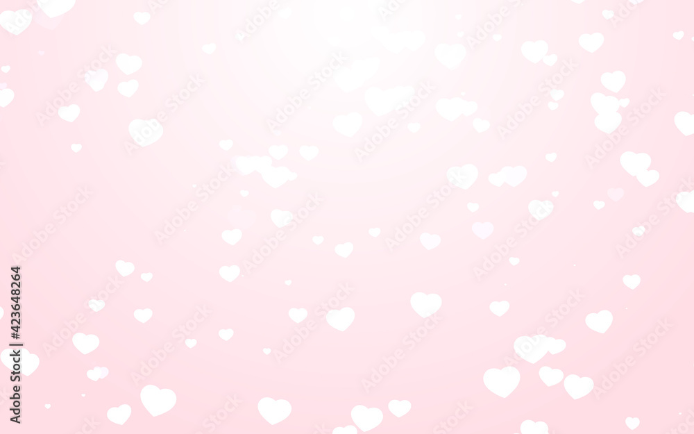 Valentine day white hearts on pink background.