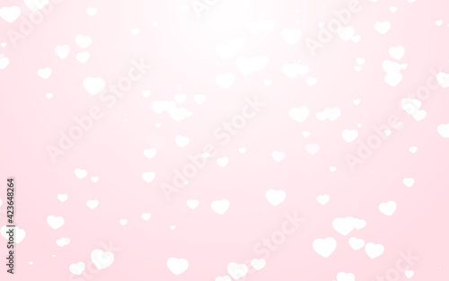Valentine day white hearts on pink background.