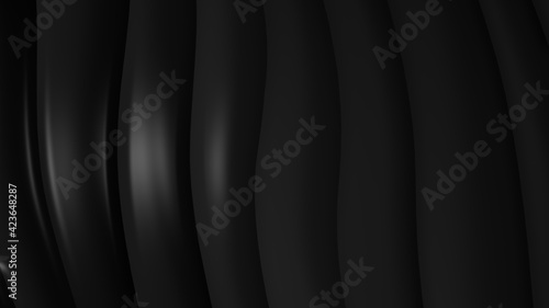 Black gray gradient geometric abstract background. Elegant curved lines and shape with color graphic design. 3d Rendering...