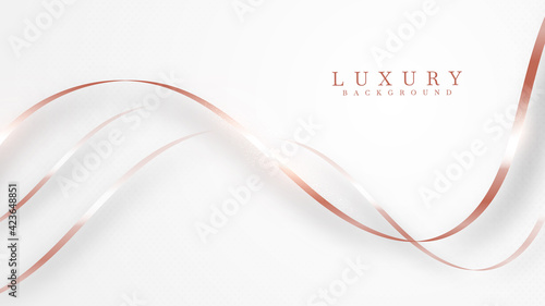 Elegant abstract copper curve line background with shiny elements. rose shades. Realistic luxury paper cut style 3d modern concept. vector illustration for design.