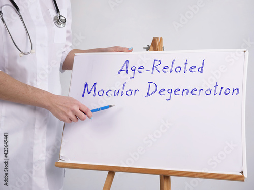 Obraz na plátne Healthcare concept meaning Age-Related Macular Degeneration Macular Degeneration with phrase on the piece of paper