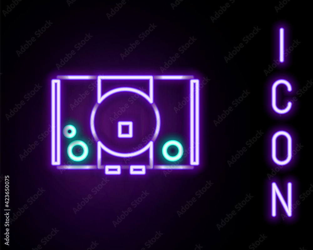 Glowing neon line Video game console icon isolated on black background. Colorful outline concept. Vector Glowing neon line Video game console icon isolated on black background. Colorful outline concept. Vector