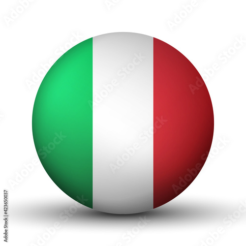 Free Download Glass light ball with flag of Italy. Round sphere, template icon. Italian national symbol. Glossy realistic ball, 3D abstract vector illustration highlighted on a white background. Big bubble - GFXLoad