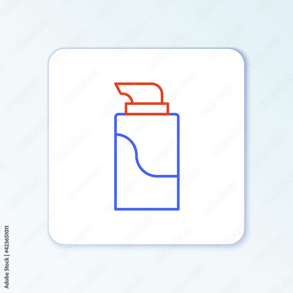 Line Cream or lotion cosmetic tube icon isolated on white background. Body care products for woman. Colorful outline concept. Vector Line Cream or lotion cosmetic tube icon isolated on white background. Body care products for woman. Colorful outline concept. Vector