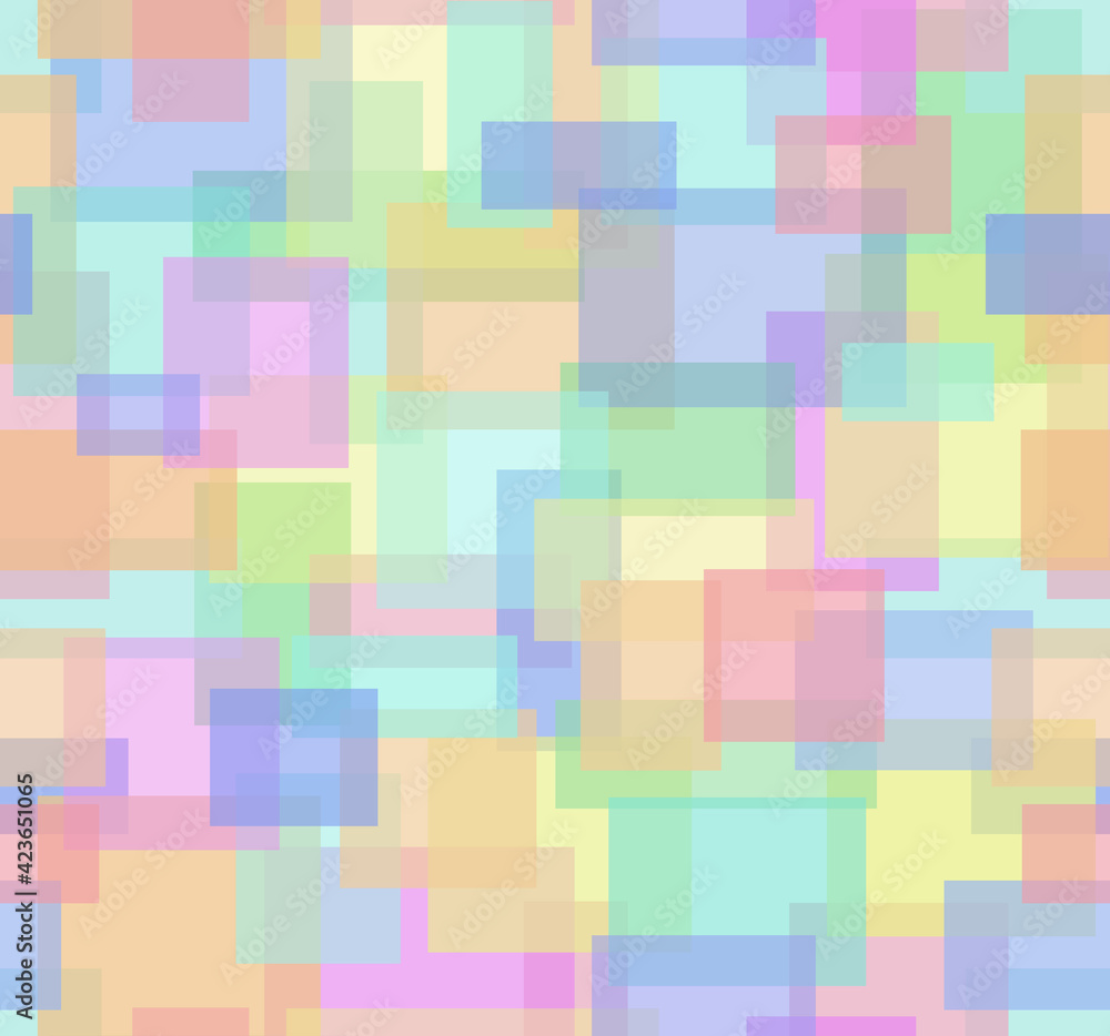 Drawing of geometric shapes in different colored light colors.Backgrounds and textures, seamless background.