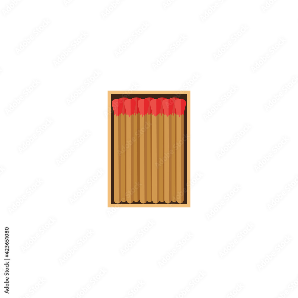 Safety wooden flammable matches in matchbox flat vector illustration isolated. Safety wooden flammable matches in matchbox flat vector illustration isolated.