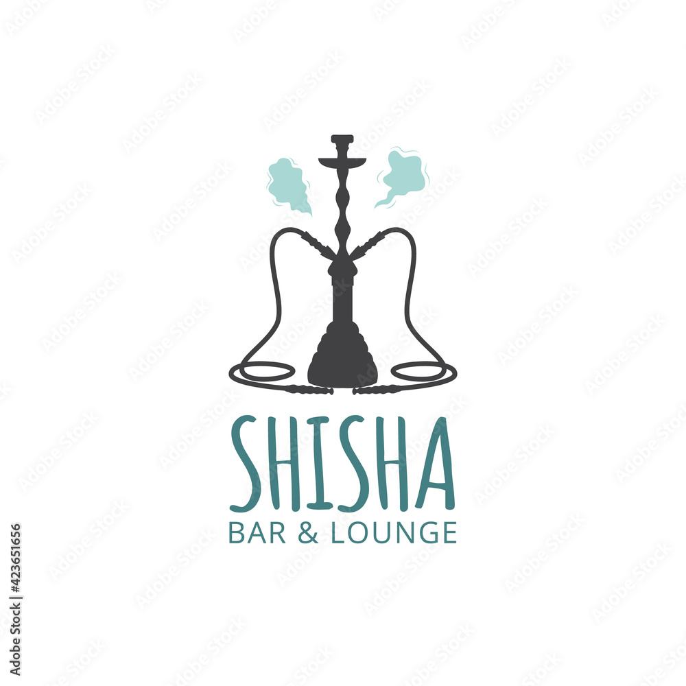 Shisha bar and hookah lounge emblem design flat vector illustration isolated. Shisha bar and hookah lounge emblem design flat vector illustration isolated.