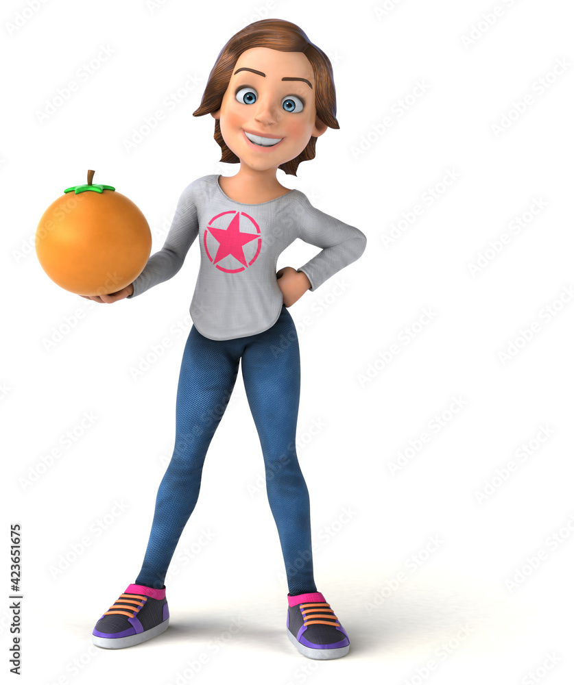 Fun 3D illustration of a cartoon teenage girl Fun 3D illustration of a cartoon teenage girl