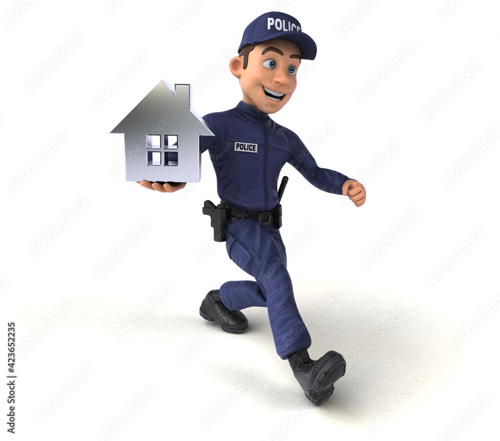 Fun 3D illustration of a cartoon Police Officer Fun 3D illustration of a cartoon Police Officer