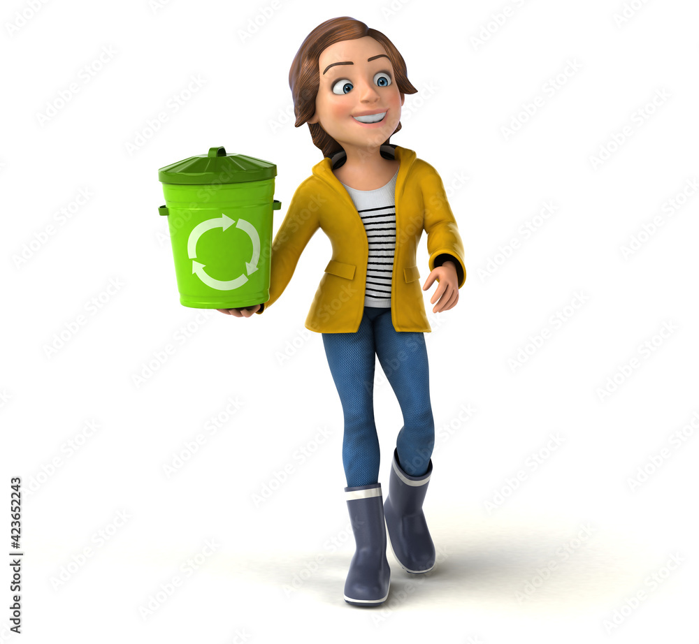 Fun 3D illustration of a cartoon teenage girl Fun 3D illustration of a cartoon teenage girl