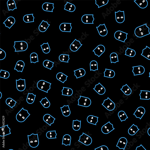Line Executioner mask icon isolated seamless pattern on black background. Hangman, torturer, executor, tormentor, butcher, headsman icon. Vector