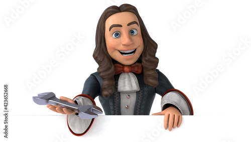 3D Illustration of a cartoon man in historical baroque costume