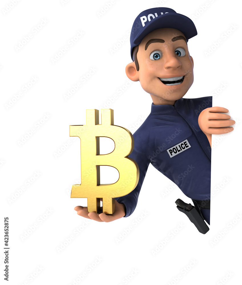 Fun 3D illustration of a cartoon Police Officer