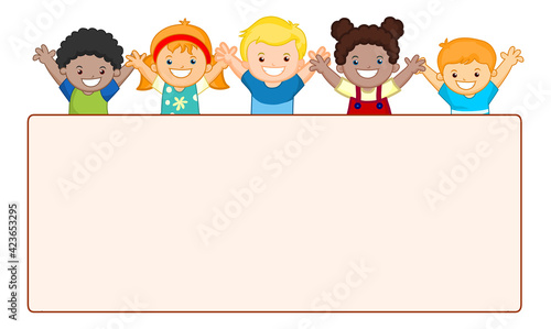 Wallpaper Mural Happy kids banner vector Torontodigital.ca