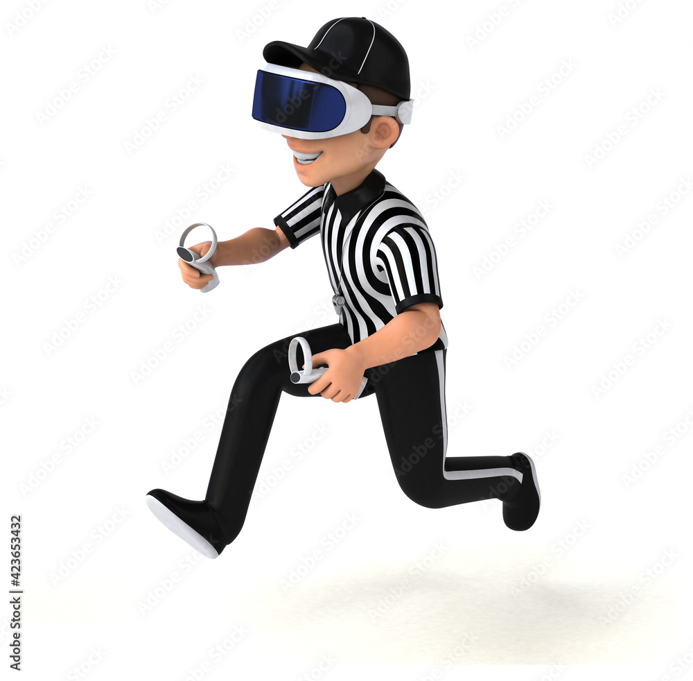 Fun 3D Illustration of a referee with a VR Helmet Fun 3D Illustration of a referee with a VR Helmet