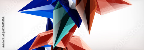 Vector 3d triangles and pyramids abstract background for business or technology presentations, internet posters or web brochure covers