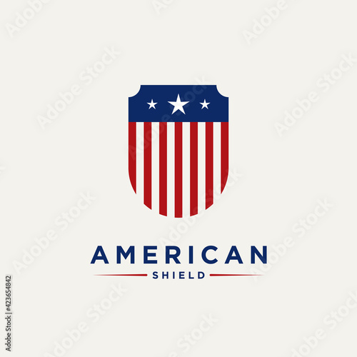 american shield minimalist badge logo template vector illustration design. simple modern sport team, protection, defense logo concept