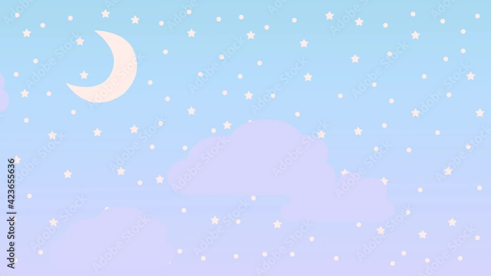 ポップでかわいい夜空_水色(ループ) ポップでかわいい夜空_水色(ループ)