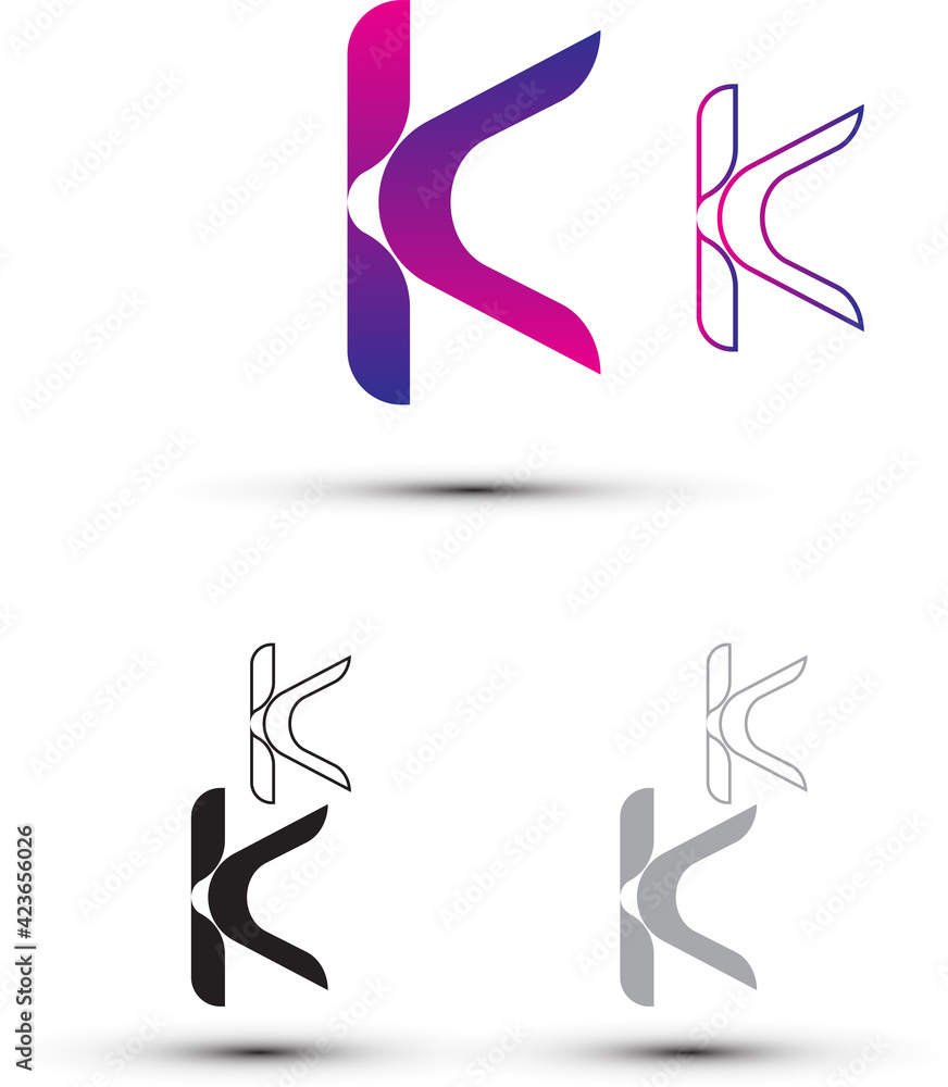 K letter logo with gradient colors and outline K letter logo with gradient colors and outline