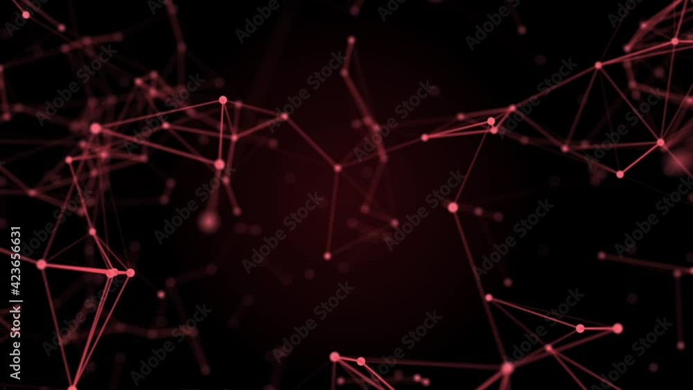 4K digital connection abstract animation dots and lines on red background. 5G network connection structure technology background. 4K digital connection abstract animation dots and lines on red background. 5G network connection structure technology background.