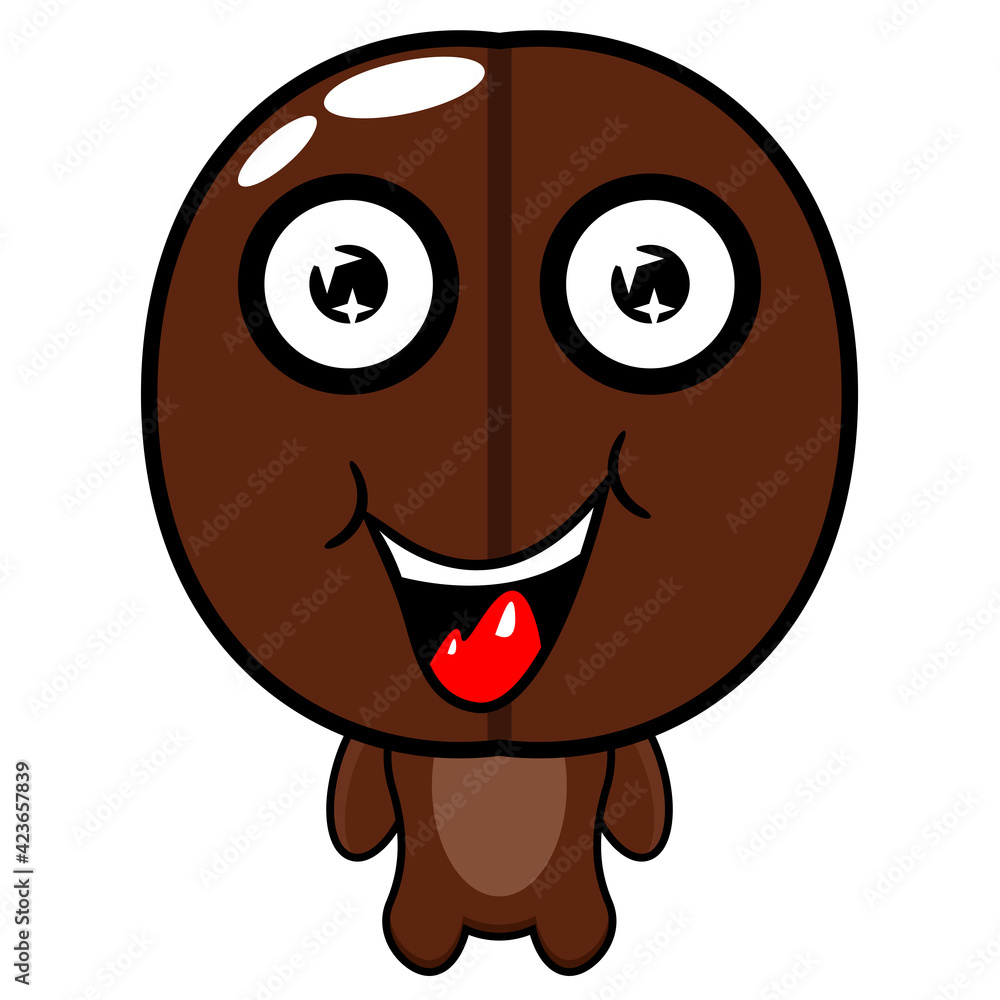 Coffee bean mascot cartoon character illustration on white background Coffee bean mascot cartoon character illustration on white background