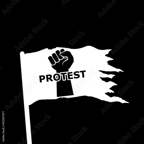 Democracy flag protest icon isolated on dark background