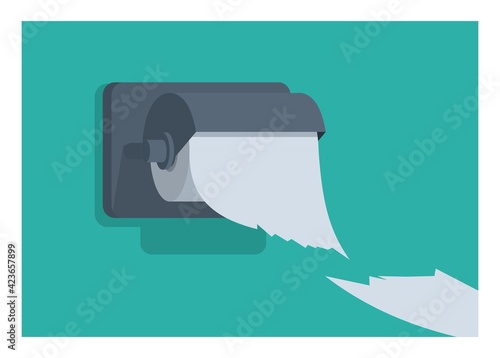 Ripped toilet paper. Simple flat illustration