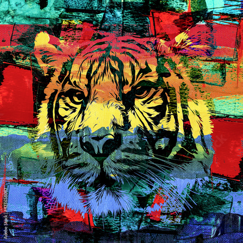 graffiti on wall with tiger