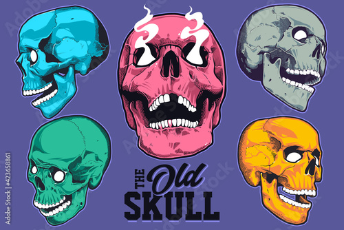 Pop Art Style Skulls Vector Set