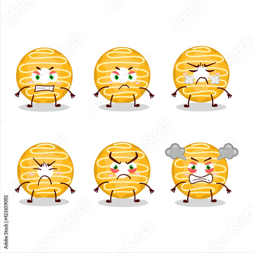 Banana cream donut cartoon character with various angry expressions