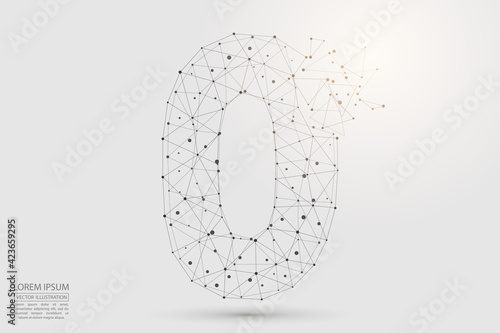 Abstract number, figure destruction consisting of triangles, circles, decay spots, stars. Vector eps 10.