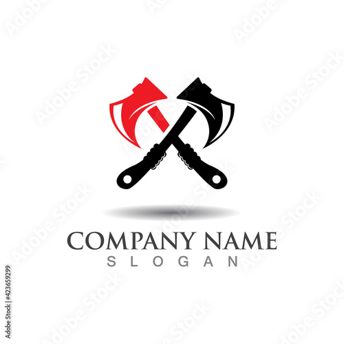 Axe logo icon design template elements, equipment symbol vector template sign