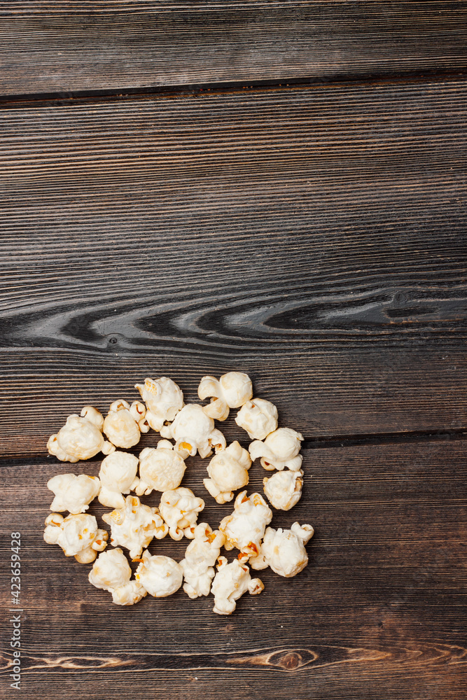 popcorn on wooden background delicacy classic snack