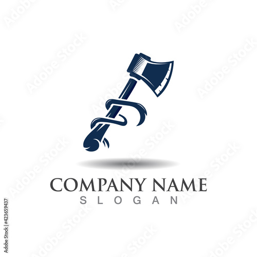 Axe logo icon design template elements, equipment symbol vector template sign