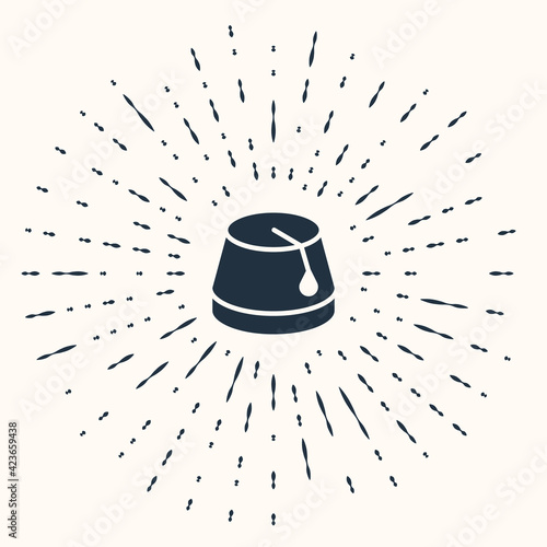 Grey Turkish hat icon isolated on beige background. Abstract circle random dots. Vector