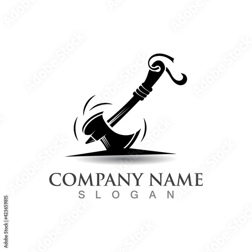 Axe logo icon design template elements, equipment symbol vector template sign