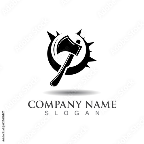 Axe logo icon design template elements, equipment symbol vector template sign