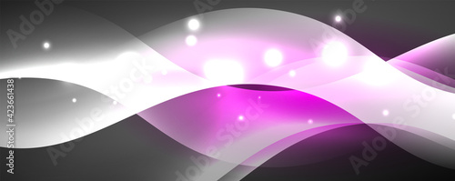 Shiny glowing neon wave, light lines abstract background. Magic energy and motion concept. Vector wallpaper template