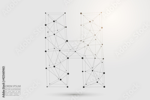 Abstract letters font is composed of three-dimensional triangles, lines, dots and spider webs of connections. Vector illustration eps 10. © Yuriy