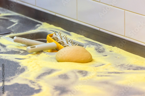 Photography Pizza roller docker, rolling docker, dough docker, roto-fork, or simply docker i