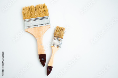 Wallpaper Mural Two paintbrushes on white background with copy space Torontodigital.ca