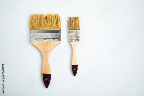 Wallpaper Mural Two paintbrushes on white background with copy space Torontodigital.ca