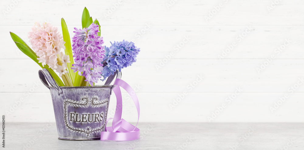 Hyacinth flowers bouquet - obrazy, fototapety, plakaty 