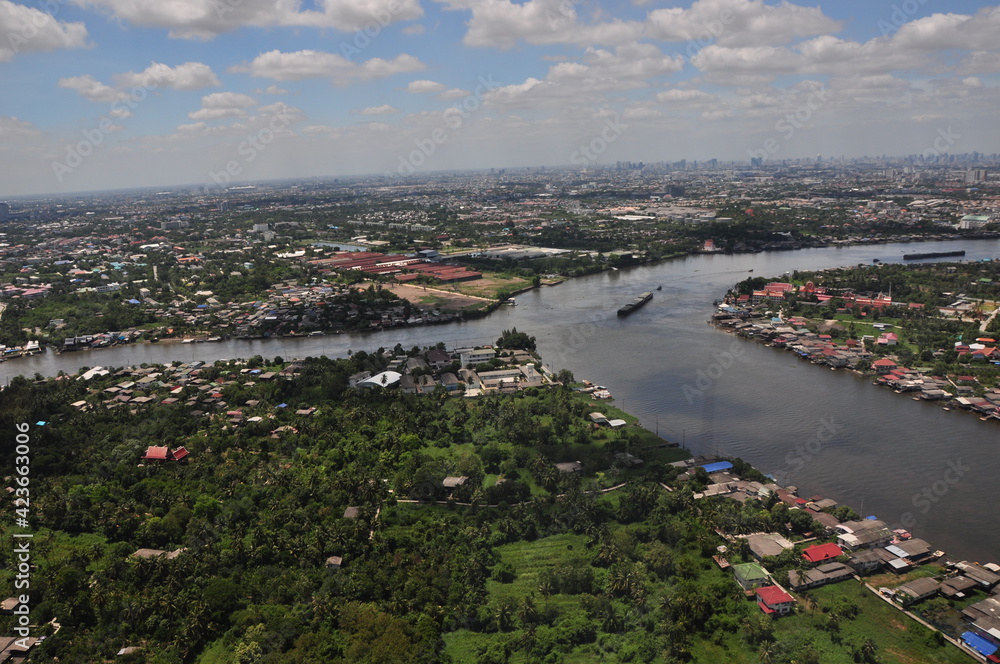 Fototapeta premium Helicopter flying sightseeing around Thailand