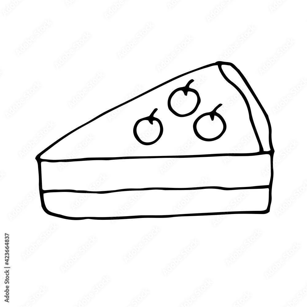Cranberry cheesecake, vector doodle illustration, hand drawing Cranberry cheesecake, vector doodle illustration, hand drawing