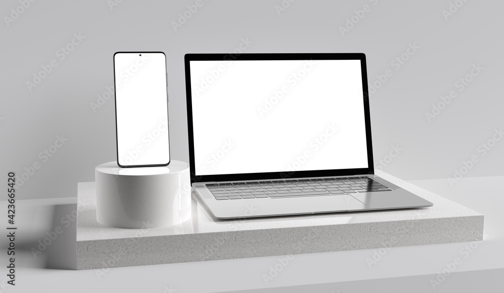 Isolated Devices Mockup - 3d rendering.